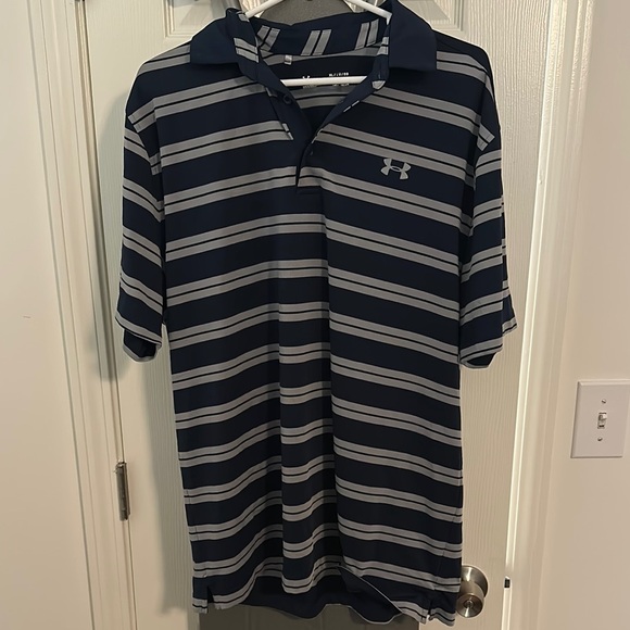 Under Armour Men's Navy Striped Polo Shirt - Picture 1 of 2